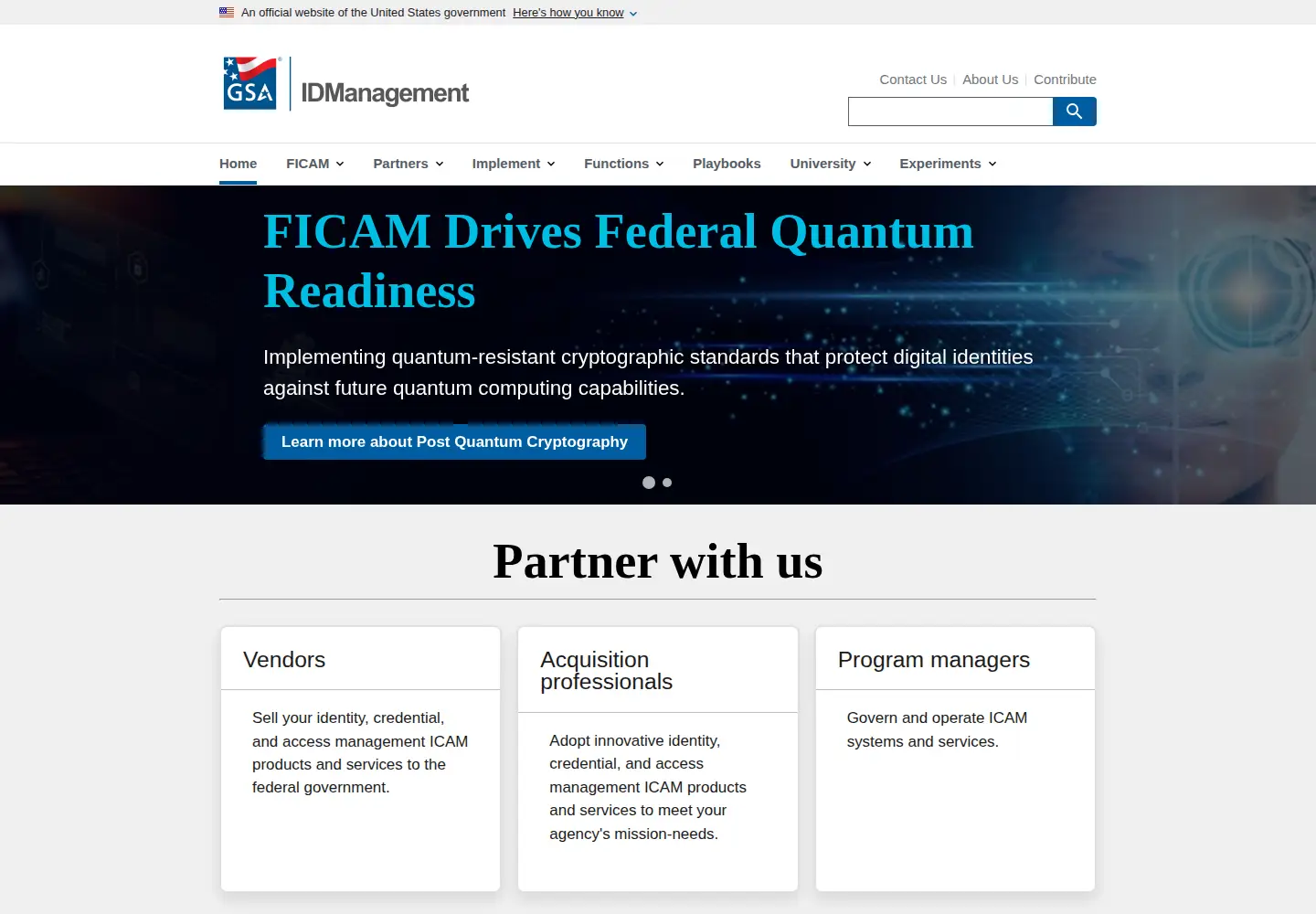Screenshot of idmanagement.gov