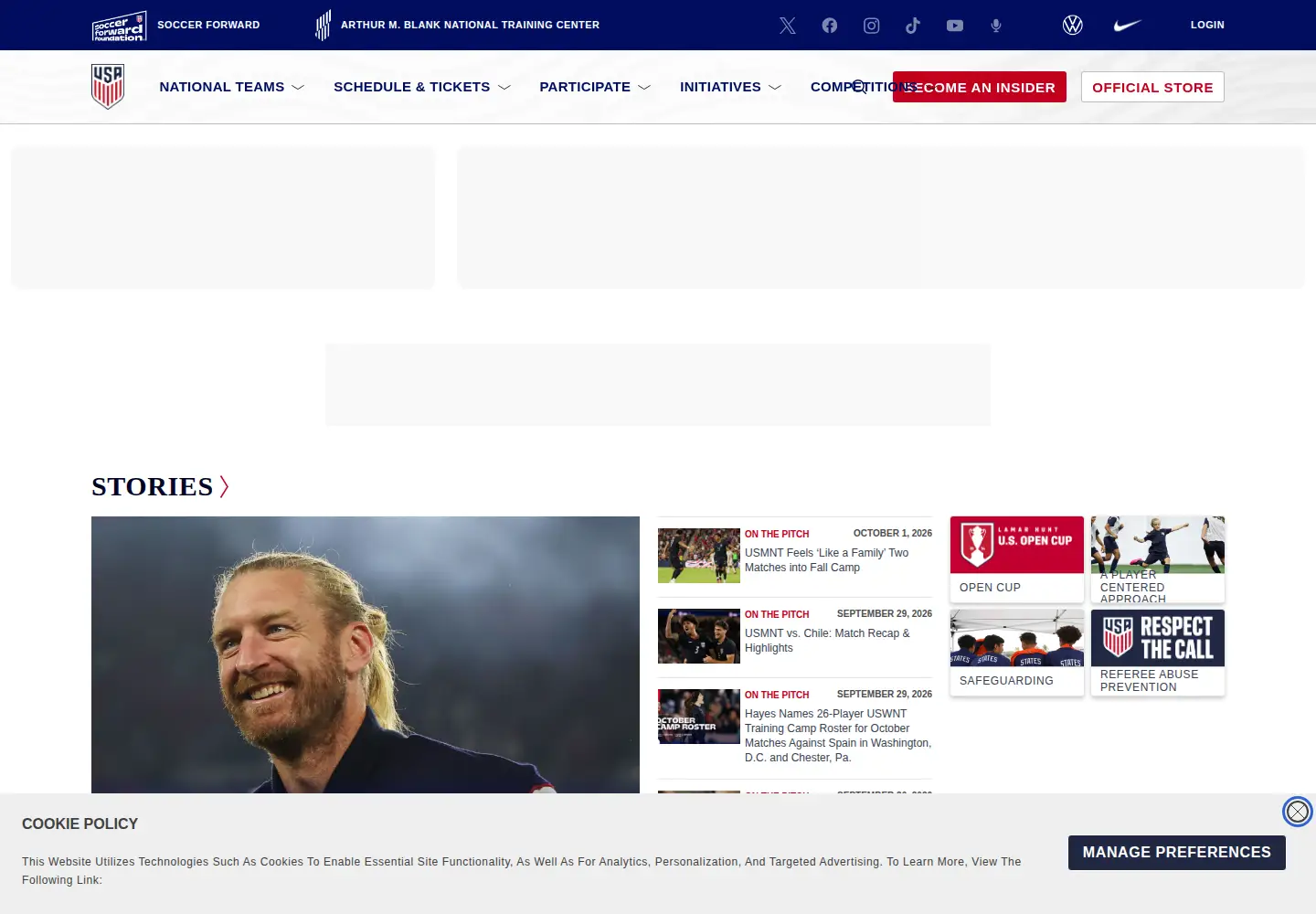 Screenshot of ussoccer.com
