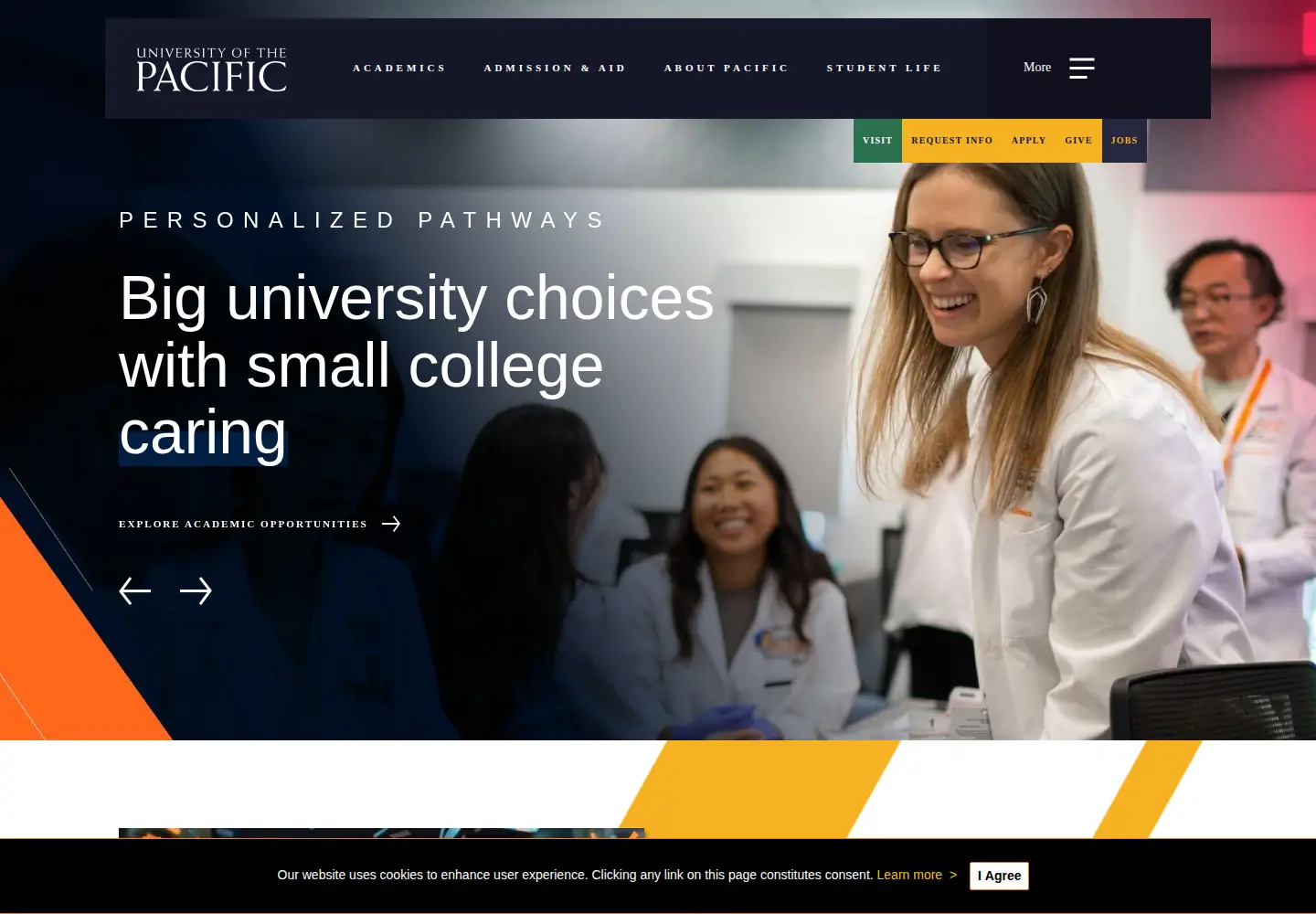 Screenshot of pacific.edu
