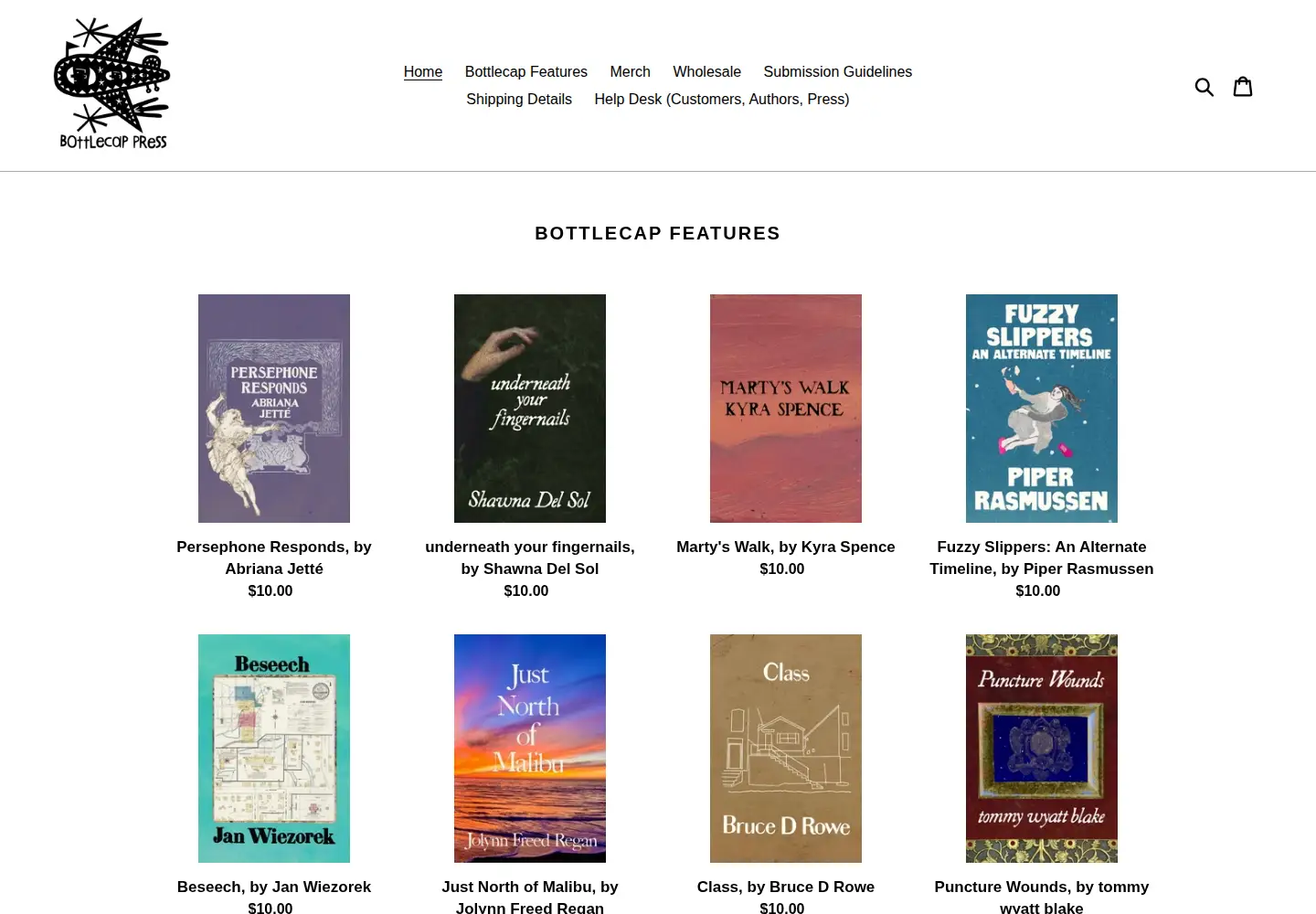 Screenshot of bottlecap.press