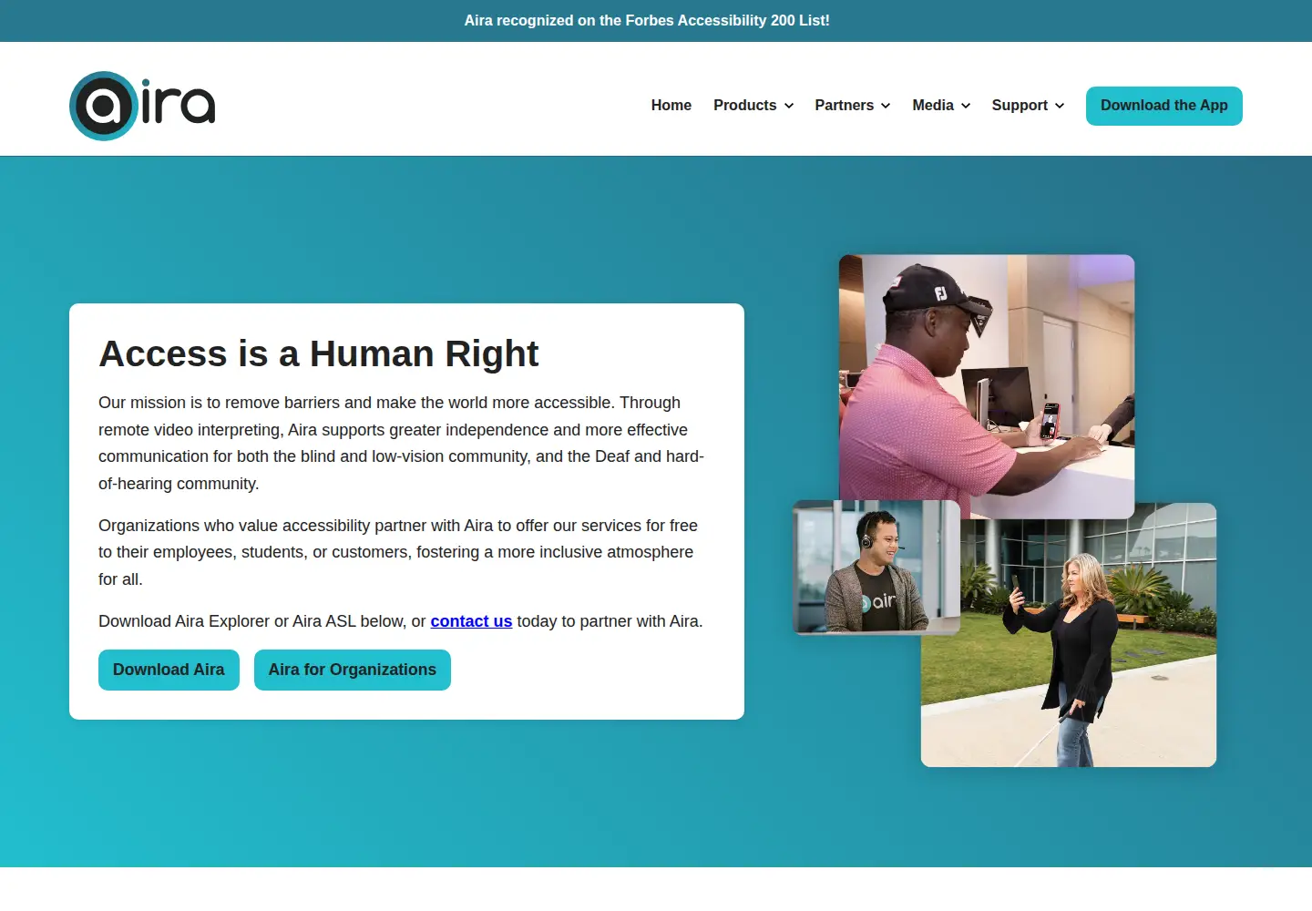 Screenshot of aira.io