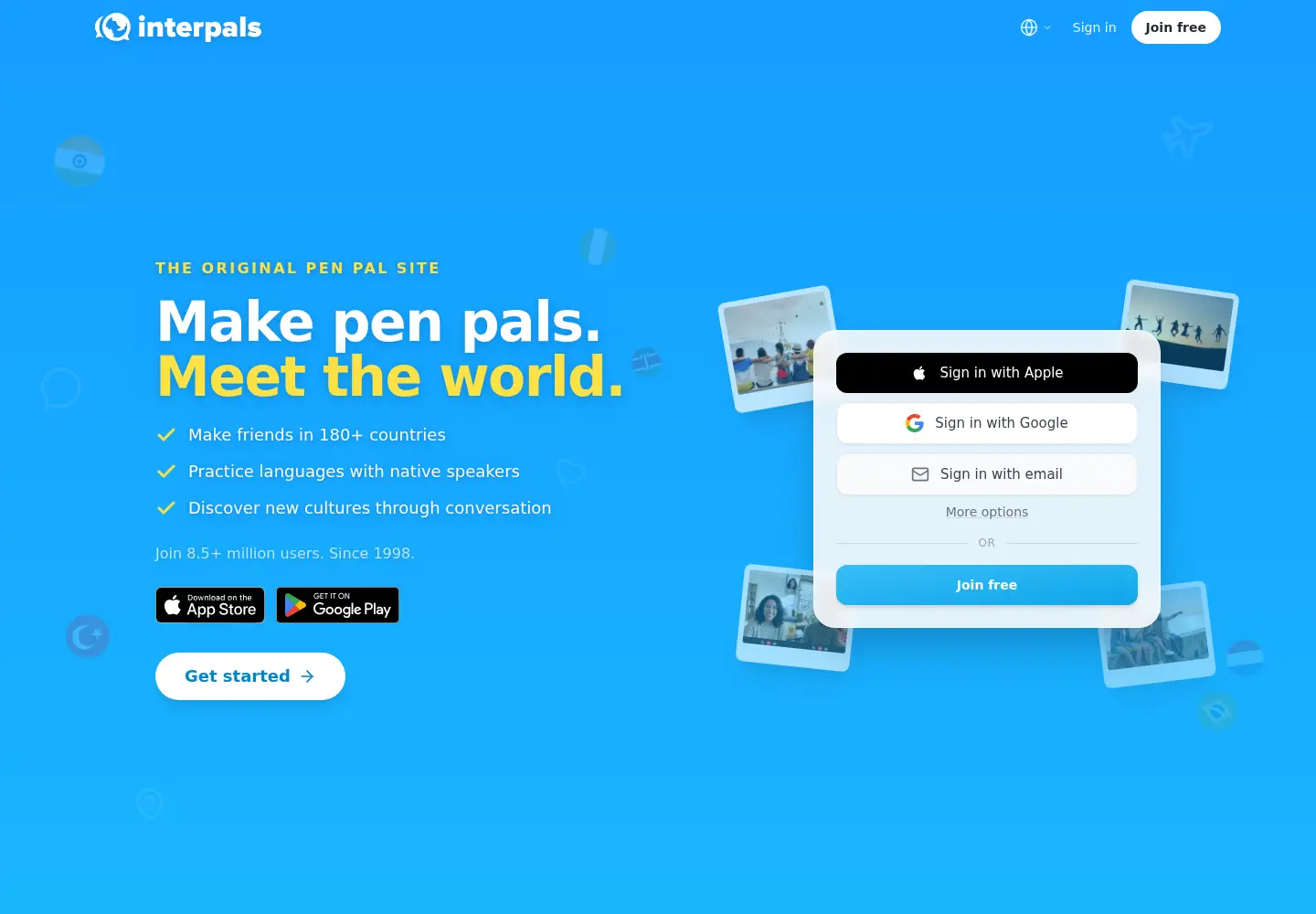 Screenshot of interpals.net