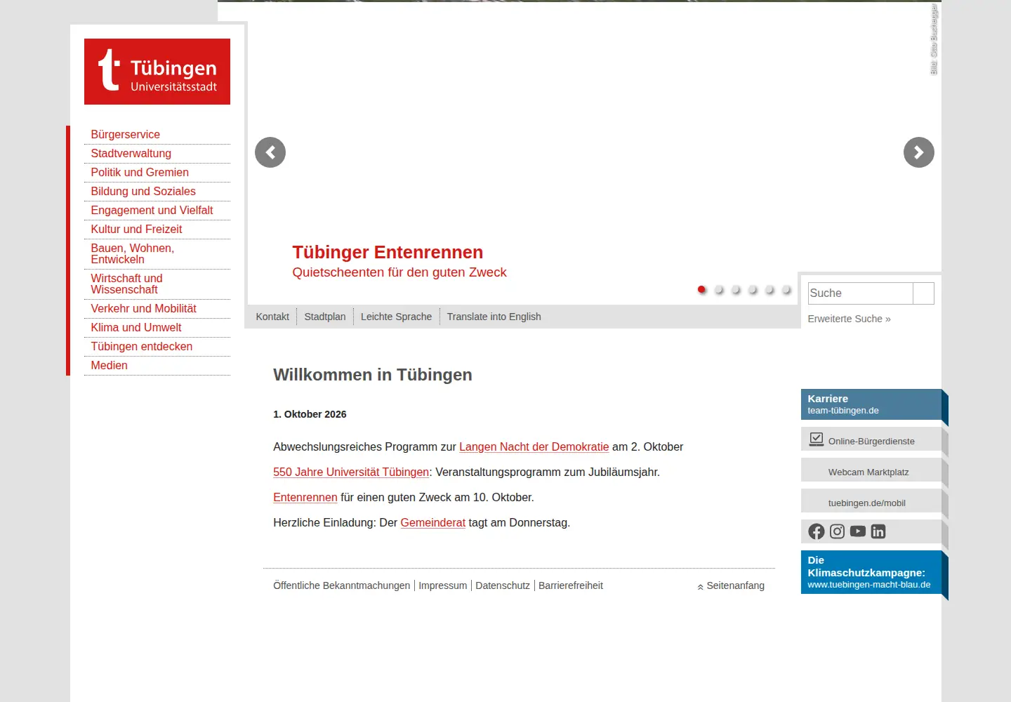 Screenshot of tuebingen.de