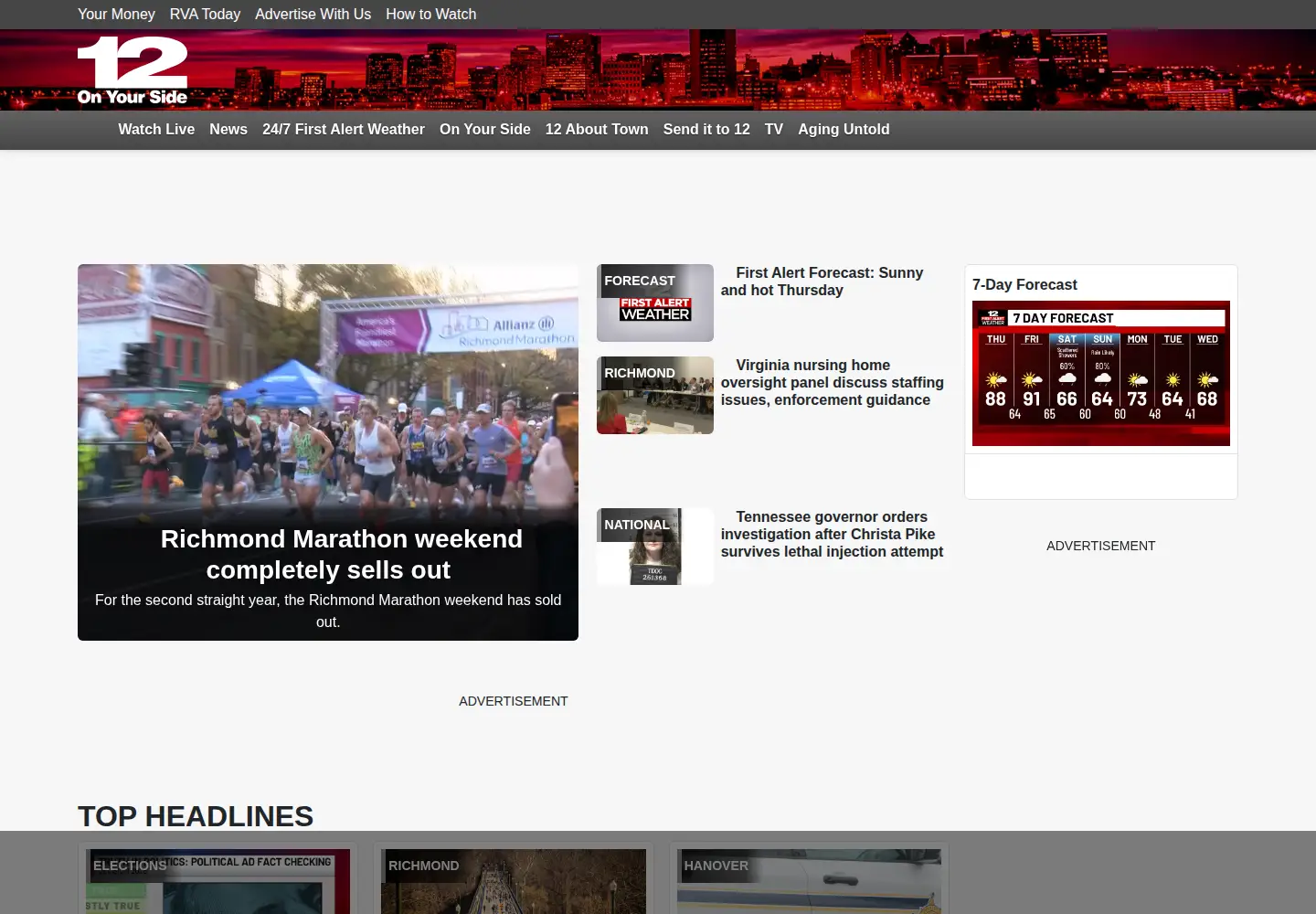 Screenshot of nbc12.com