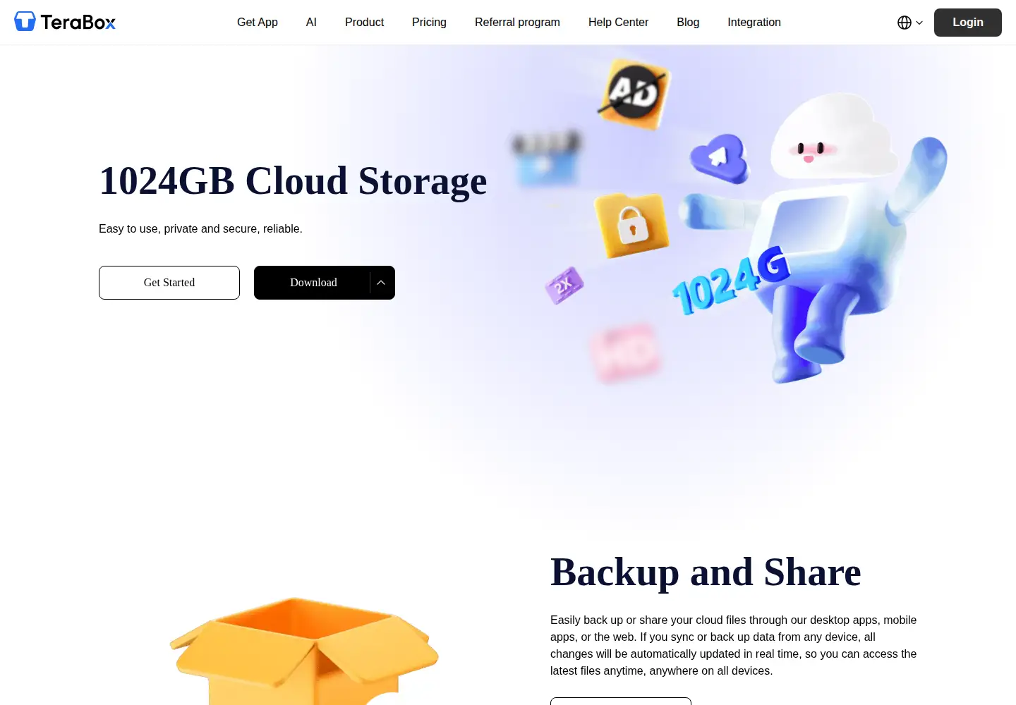 Captured homepage of terabox.com in the current scan