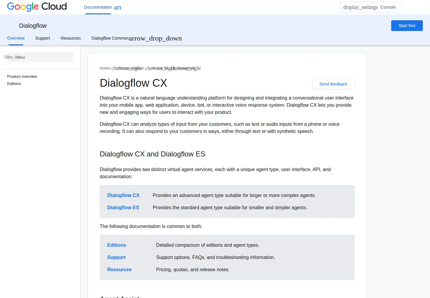 Screenshot of dialogflow.com