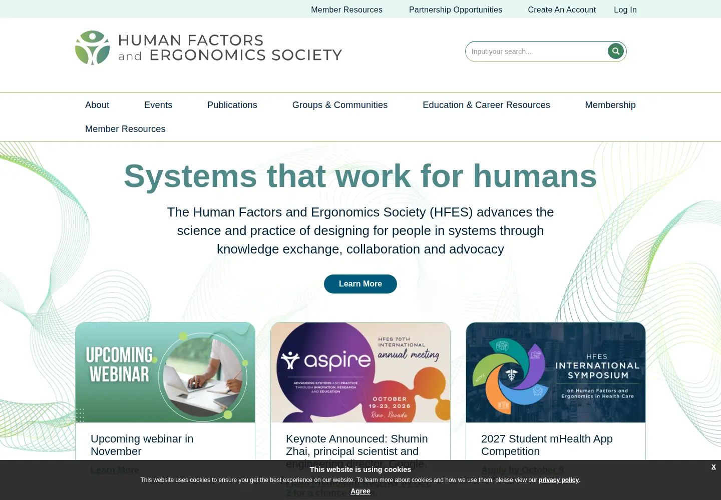 Screenshot of hfes.org