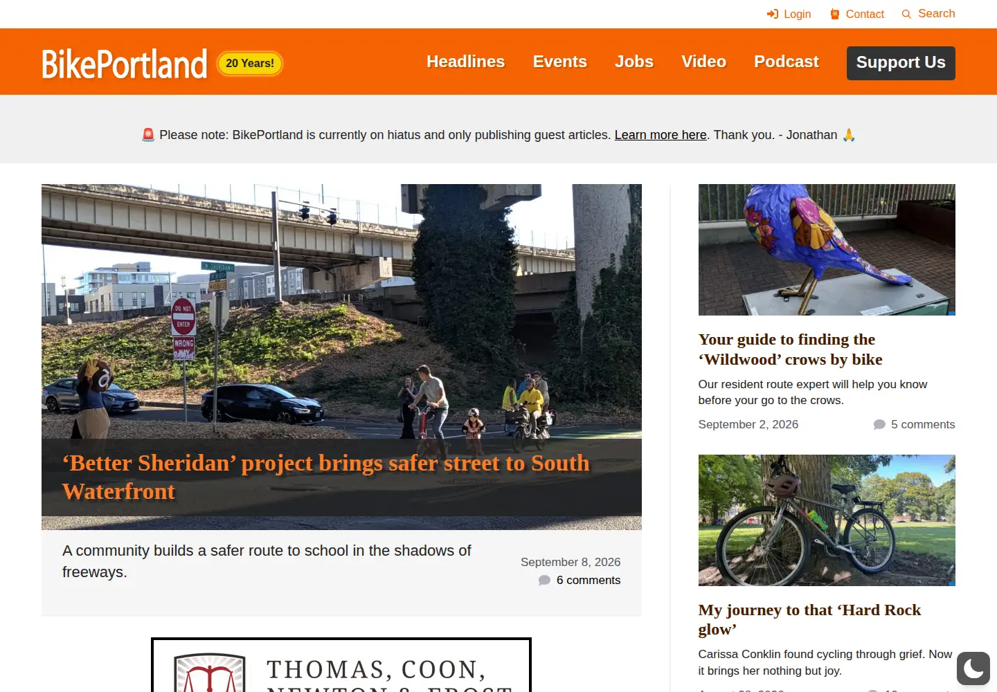 Screenshot of bikeportland.org