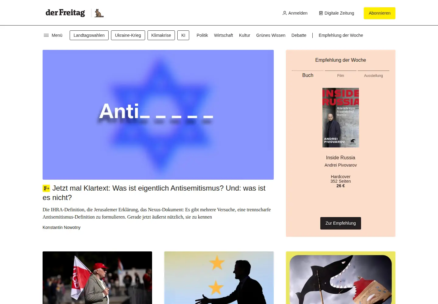 Screenshot of freitag.de