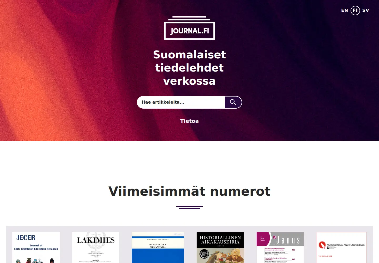 Screenshot of journal.fi