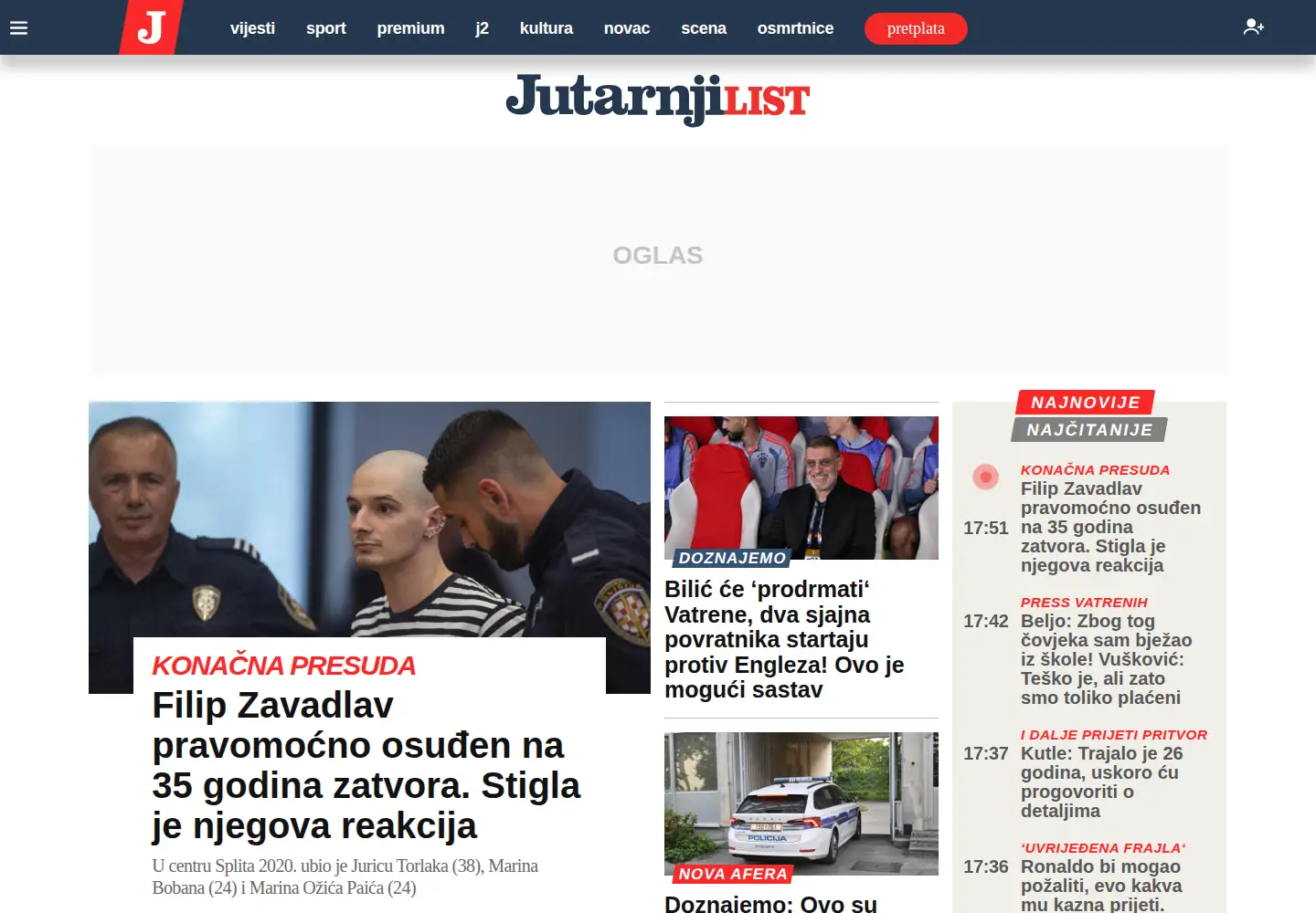 Screenshot of jutarnji.hr