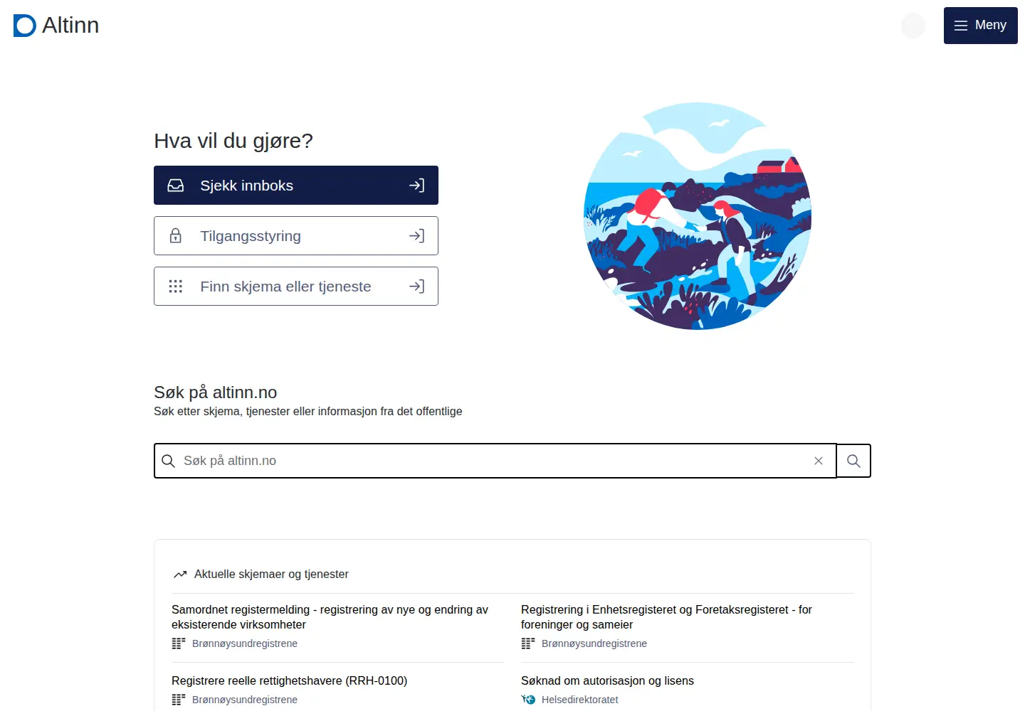 Screenshot of altinn.no