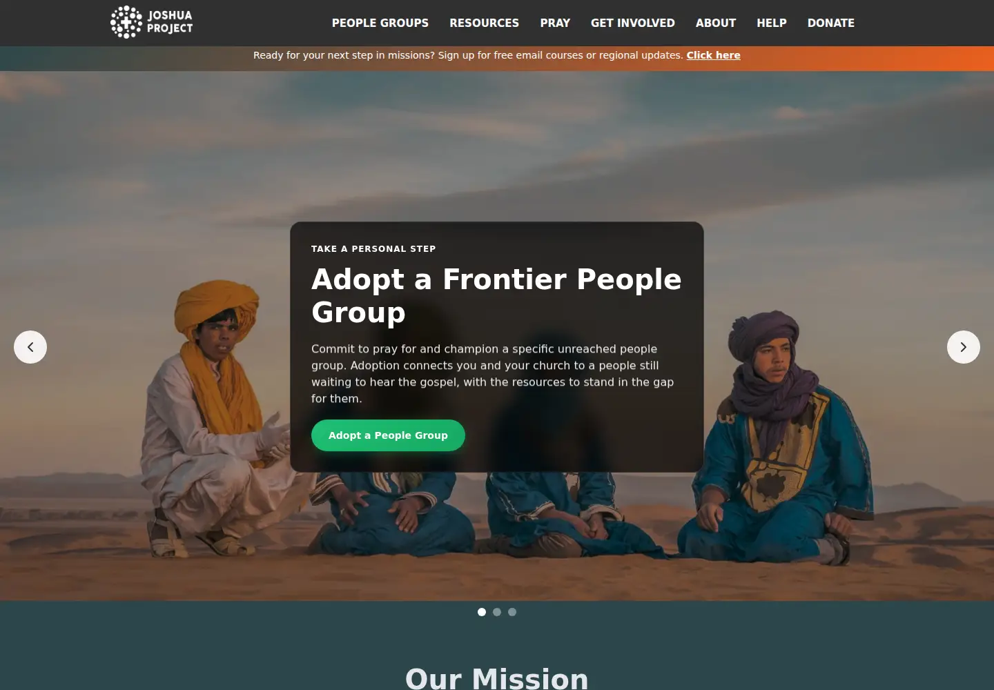 Screenshot of joshuaproject.net