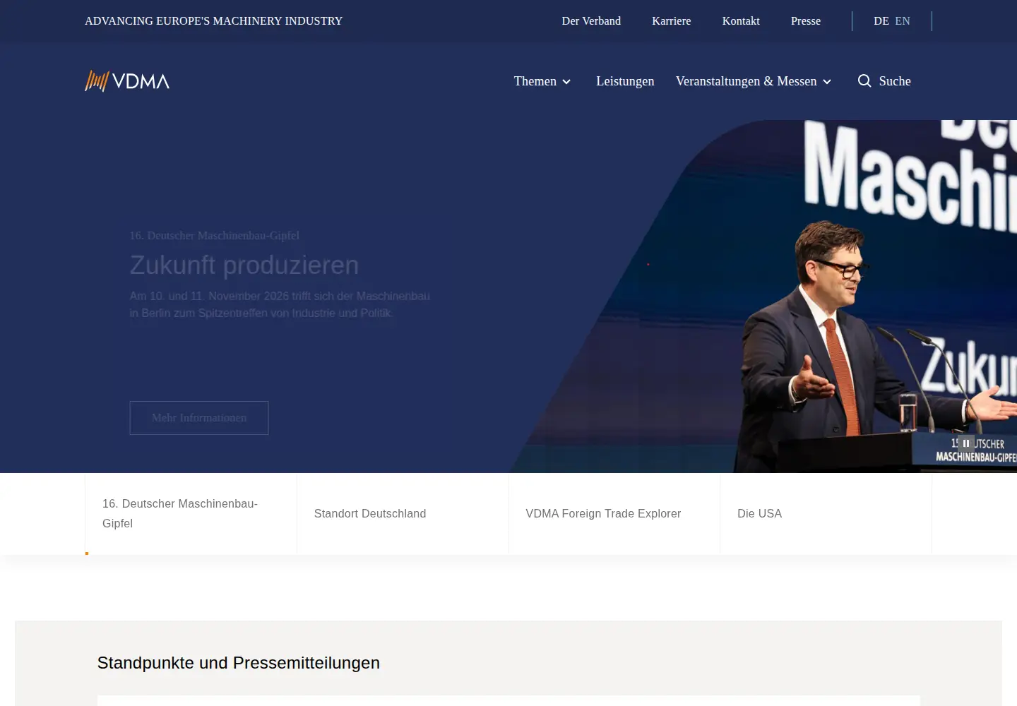 Captured homepage of vdma.org in the current scan