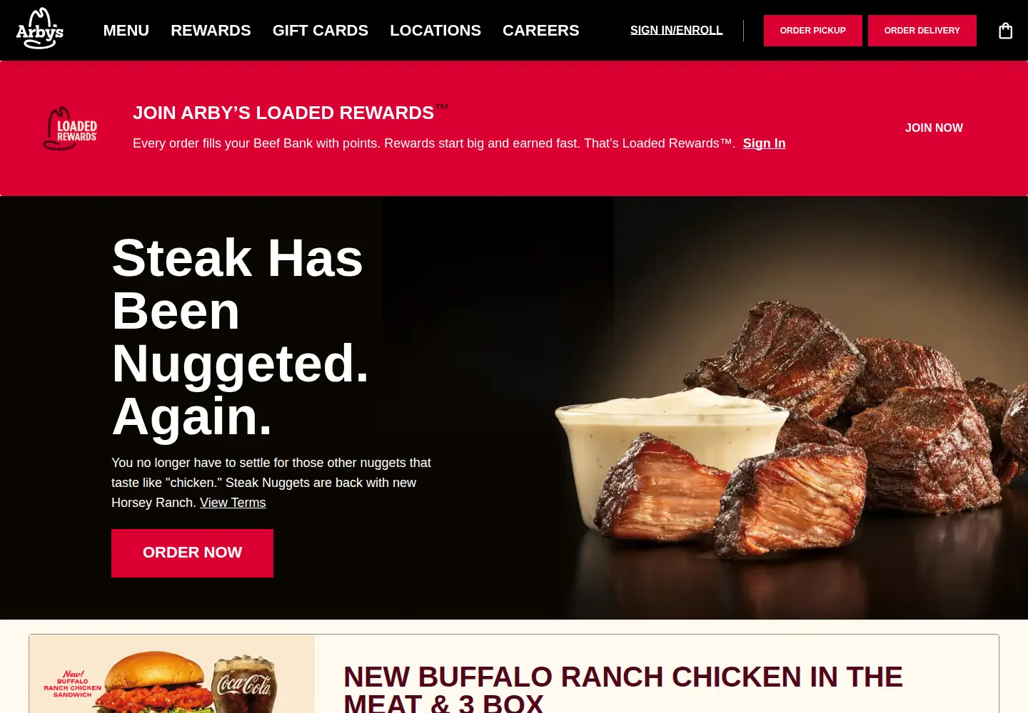 Screenshot of arbys.com