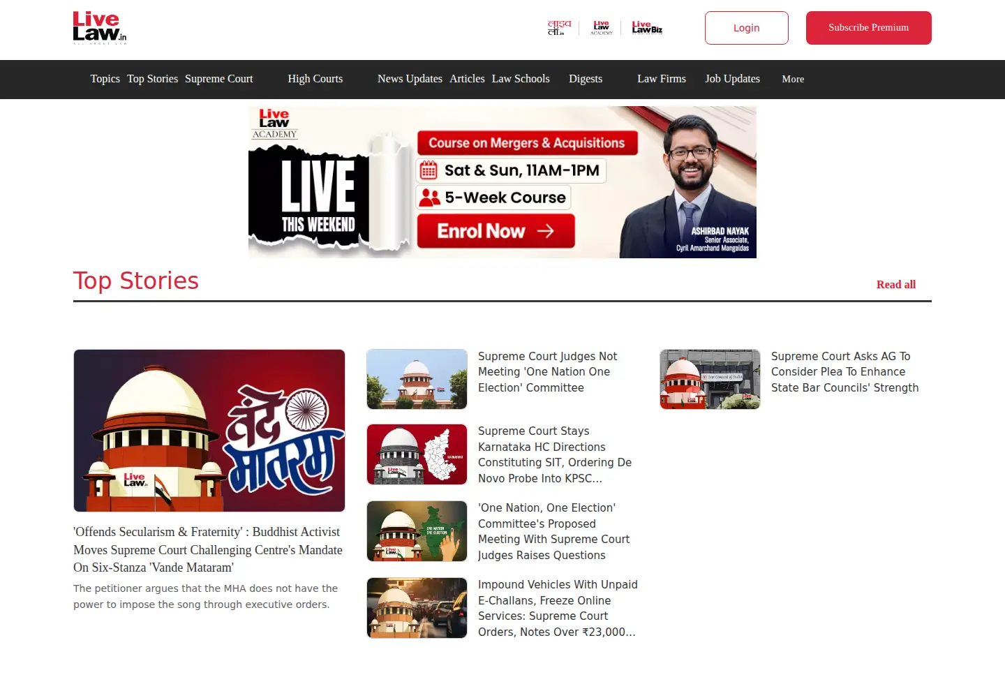 Screenshot of livelaw.in