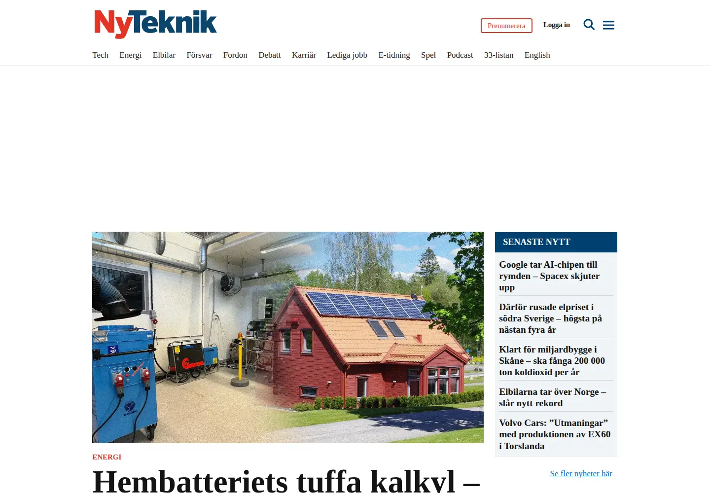 Screenshot of nyteknik.se