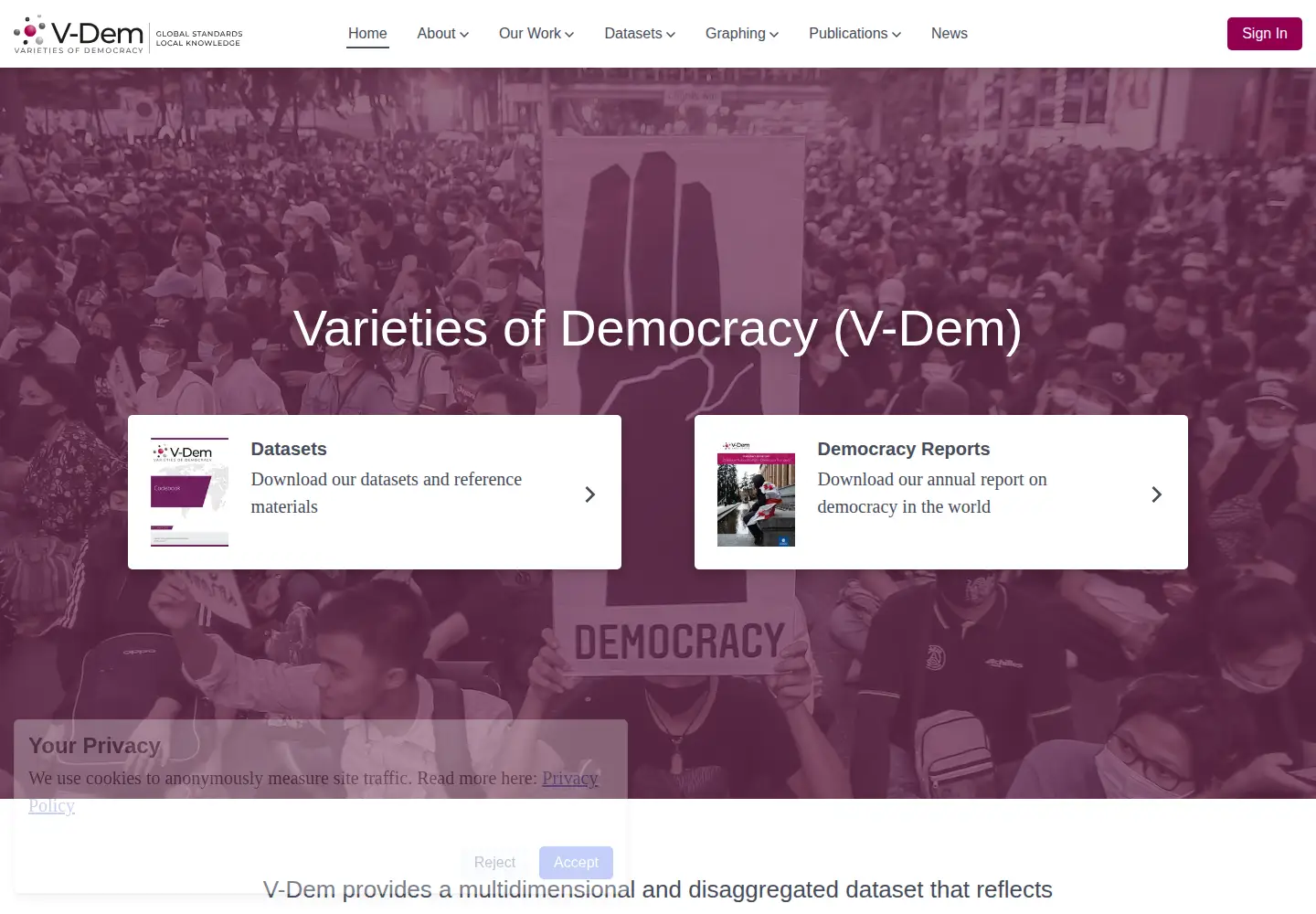 Screenshot of v-dem.net