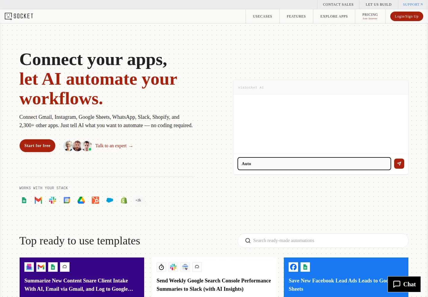 Captured homepage of viasocket.com in the current scan