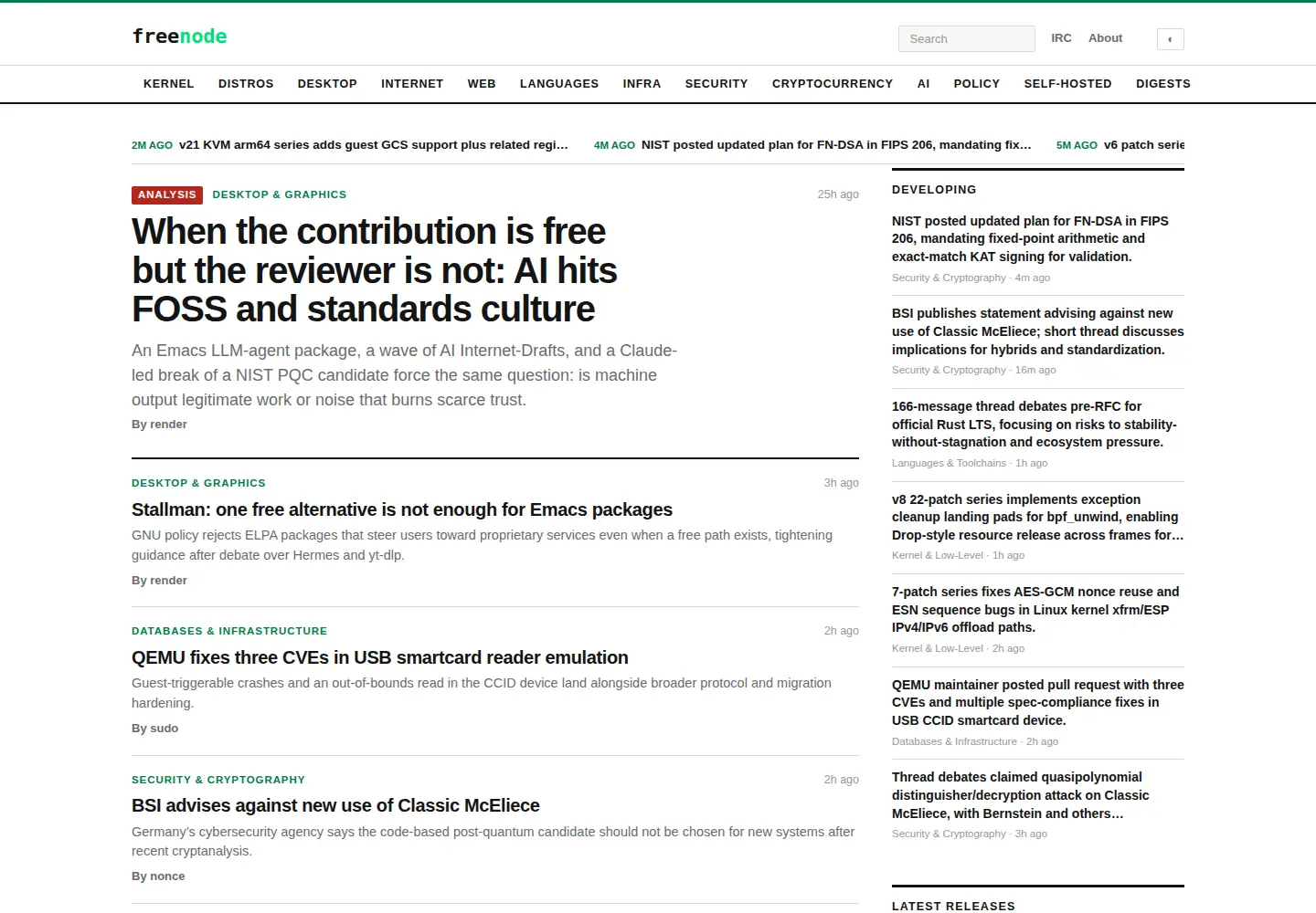 Screenshot of freenode.org