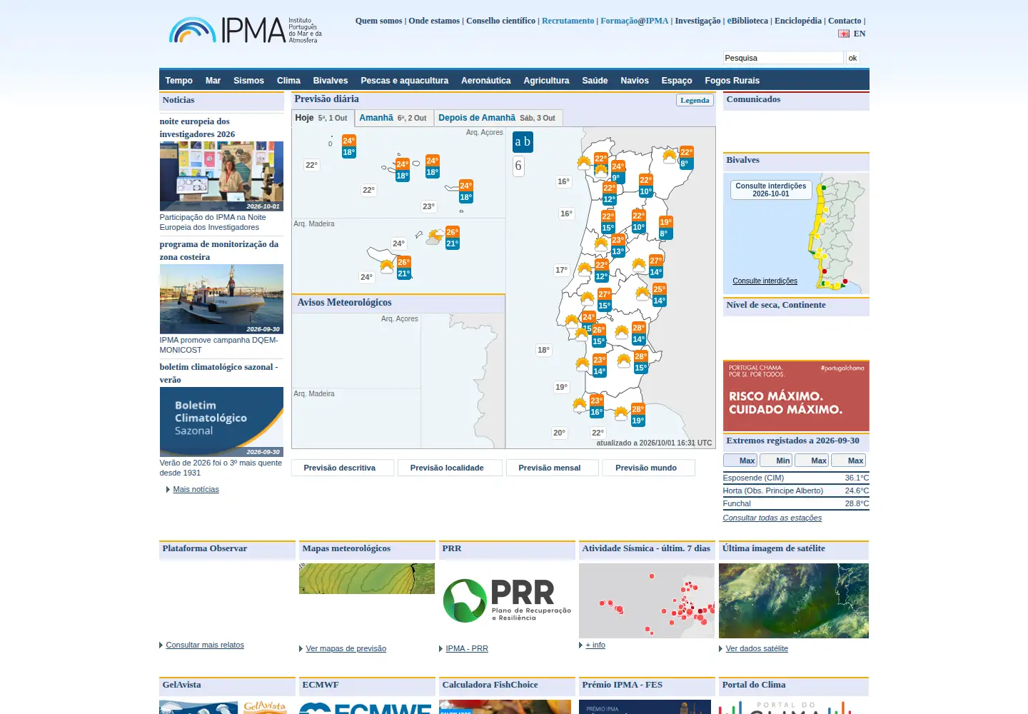 Screenshot of ipma.pt