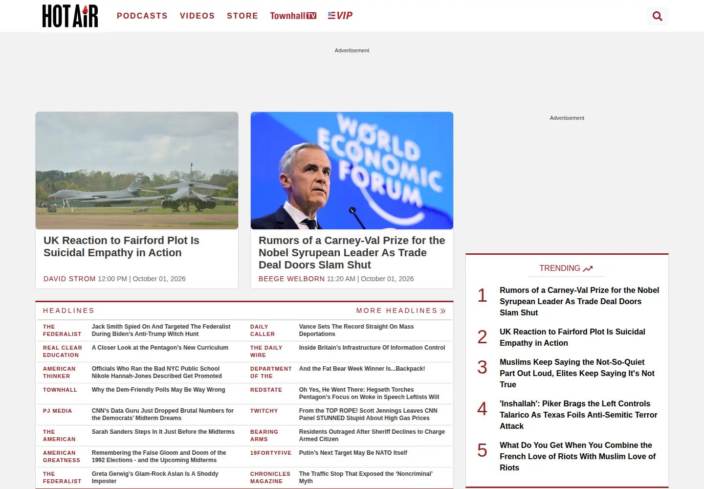 Screenshot of hotair.com