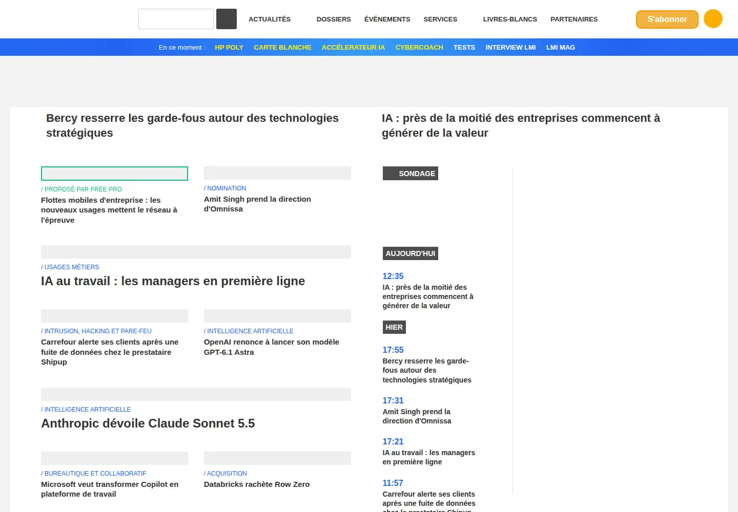 Screenshot of lemondeinformatique.fr