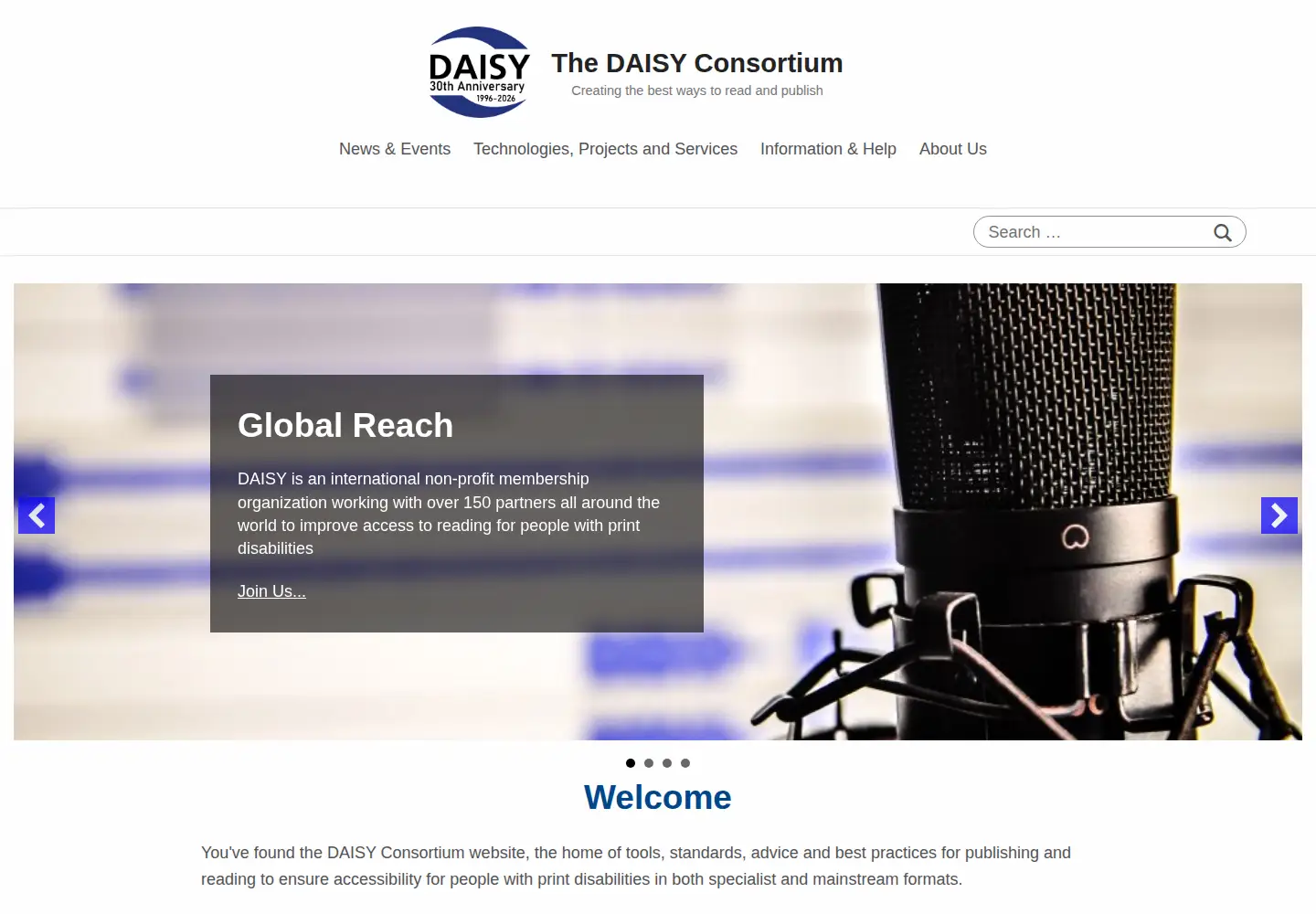 Screenshot of daisy.org