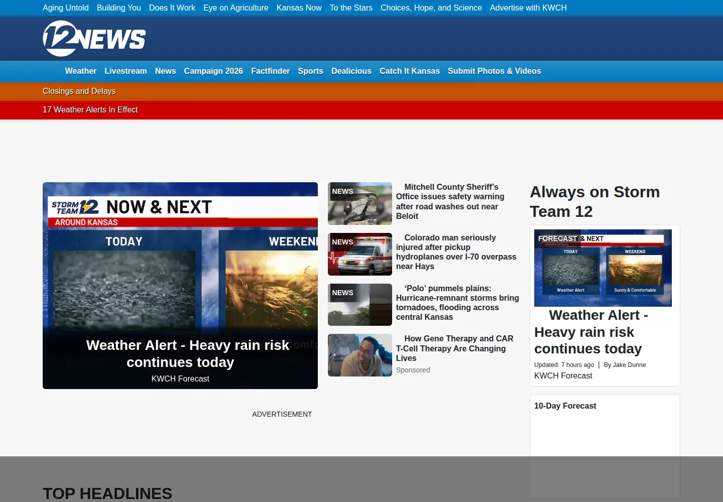 Screenshot of kwch.com