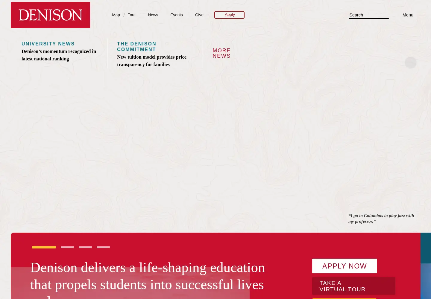 Screenshot of denison.edu
