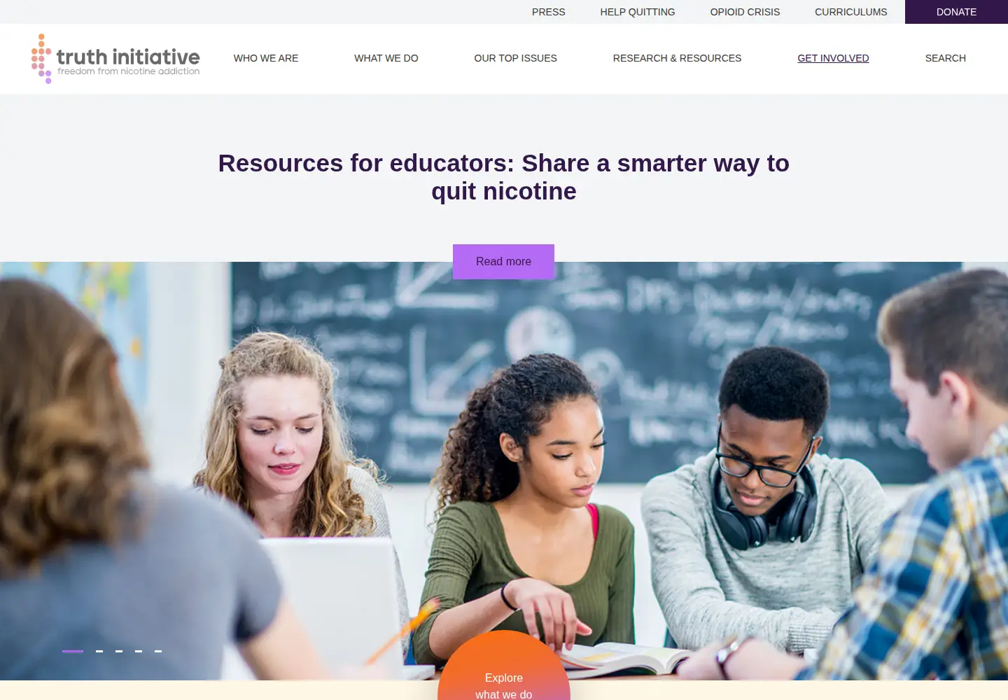 Screenshot of truthinitiative.org