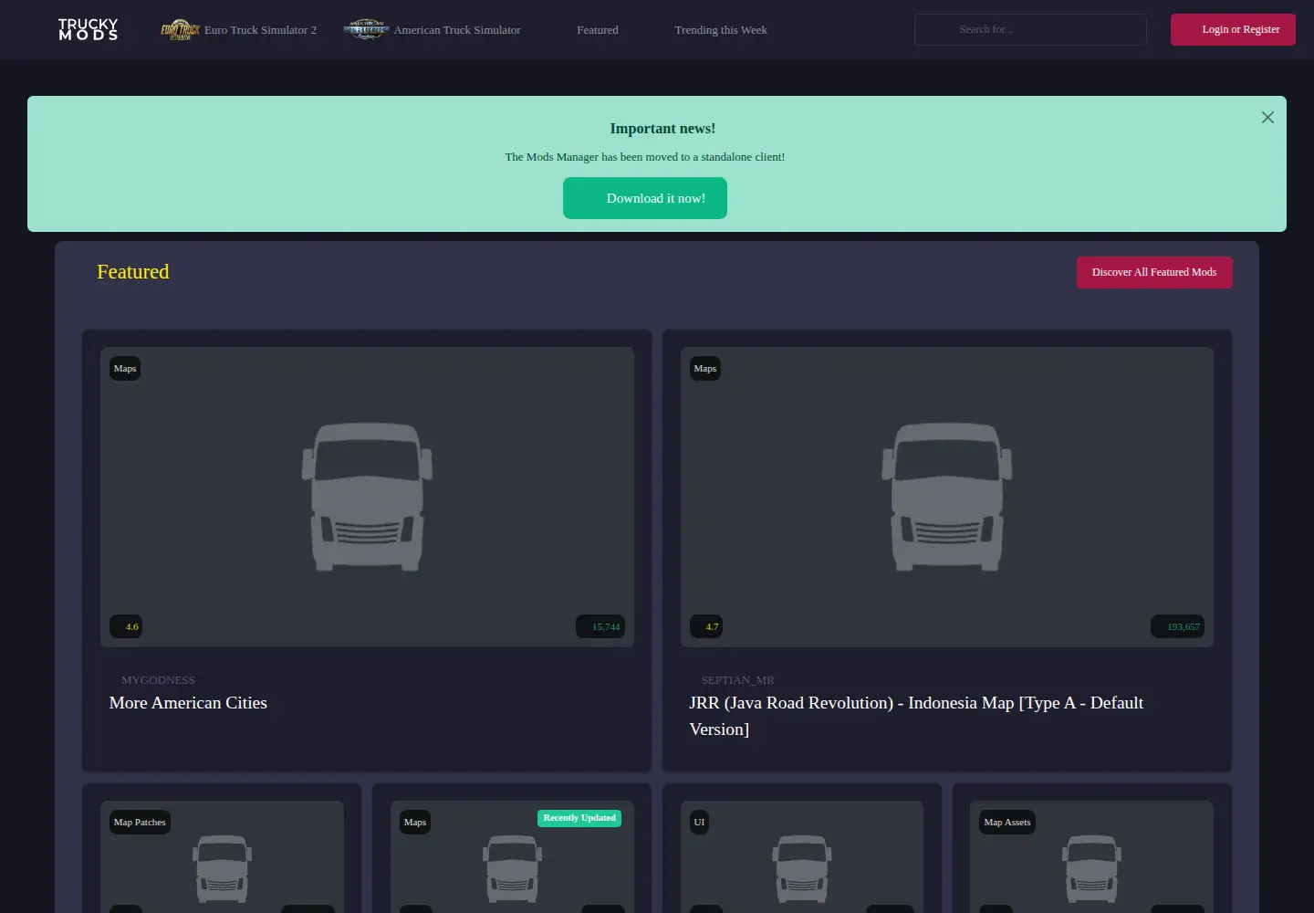 Screenshot of truckymods.io