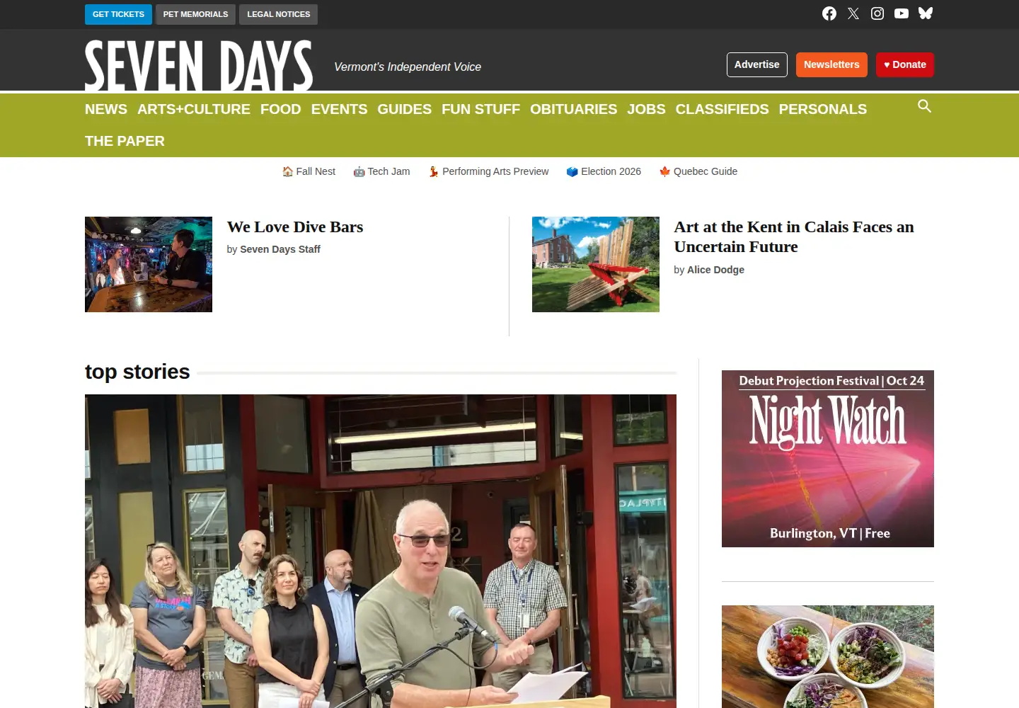 Screenshot of sevendaysvt.com