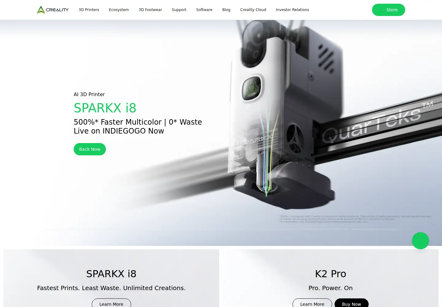 Screenshot of creality.com