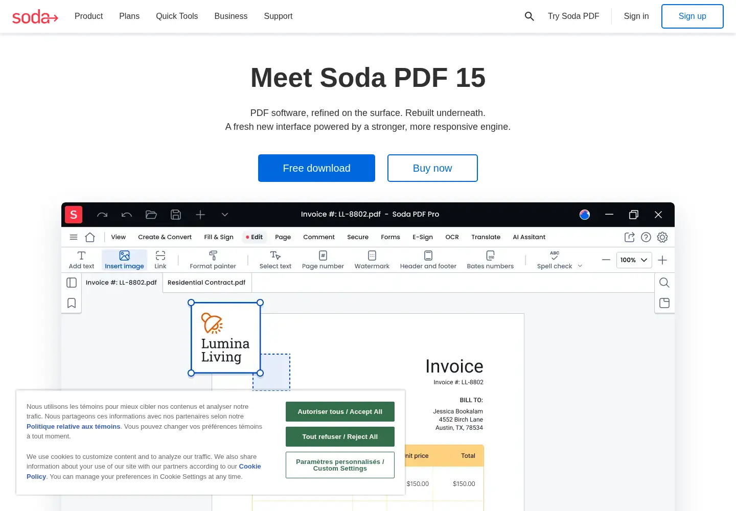 Screenshot of sodapdf.com