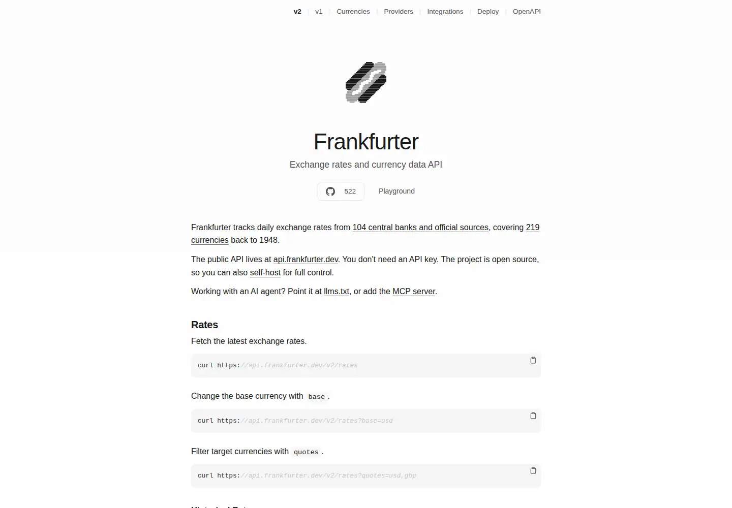 Screenshot of frankfurter.app