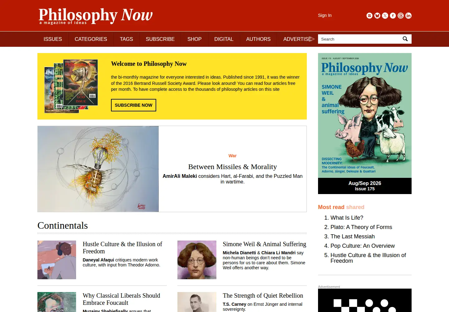 Screenshot of philosophynow.org