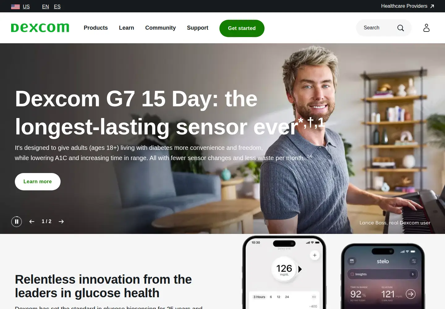 Screenshot of dexcom.com