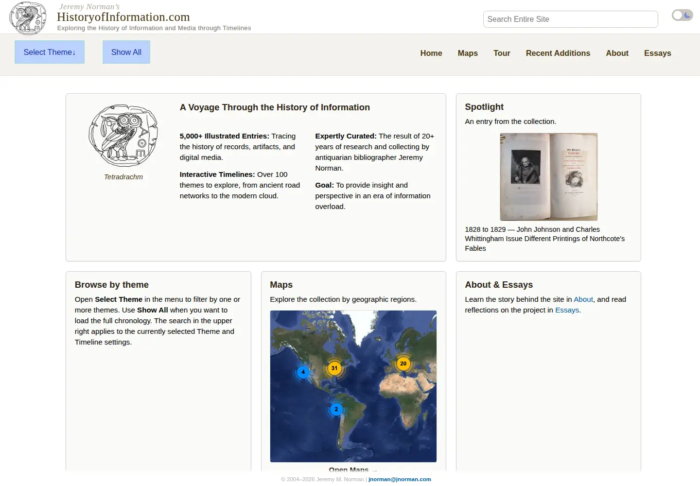 Screenshot of historyofinformation.com