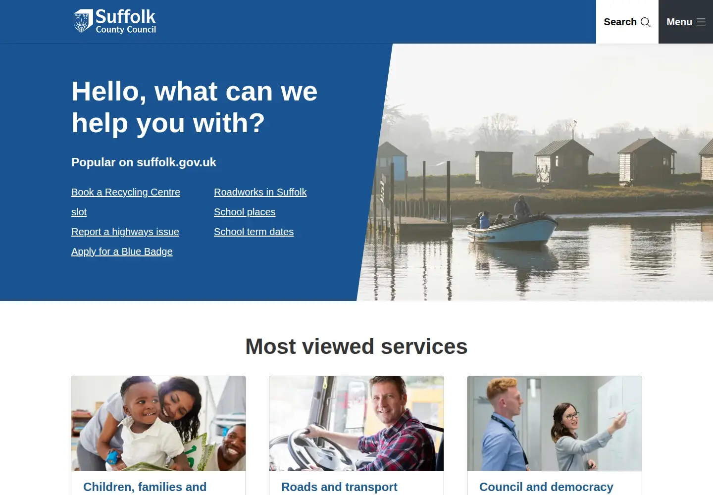 Screenshot of suffolk.gov.uk