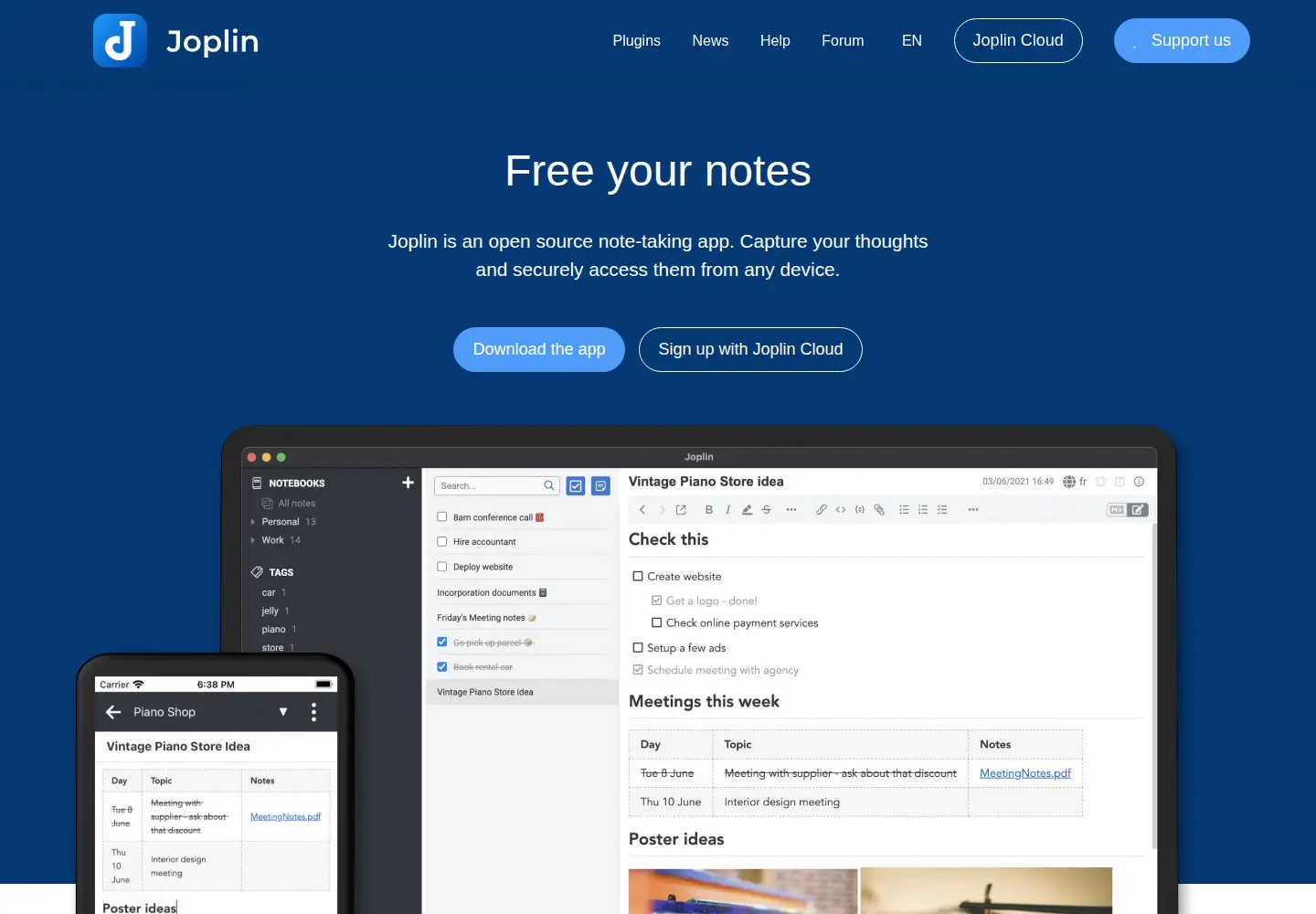 Screenshot of joplinapp.org