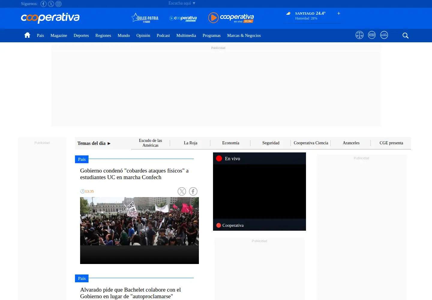 Screenshot of cooperativa.cl