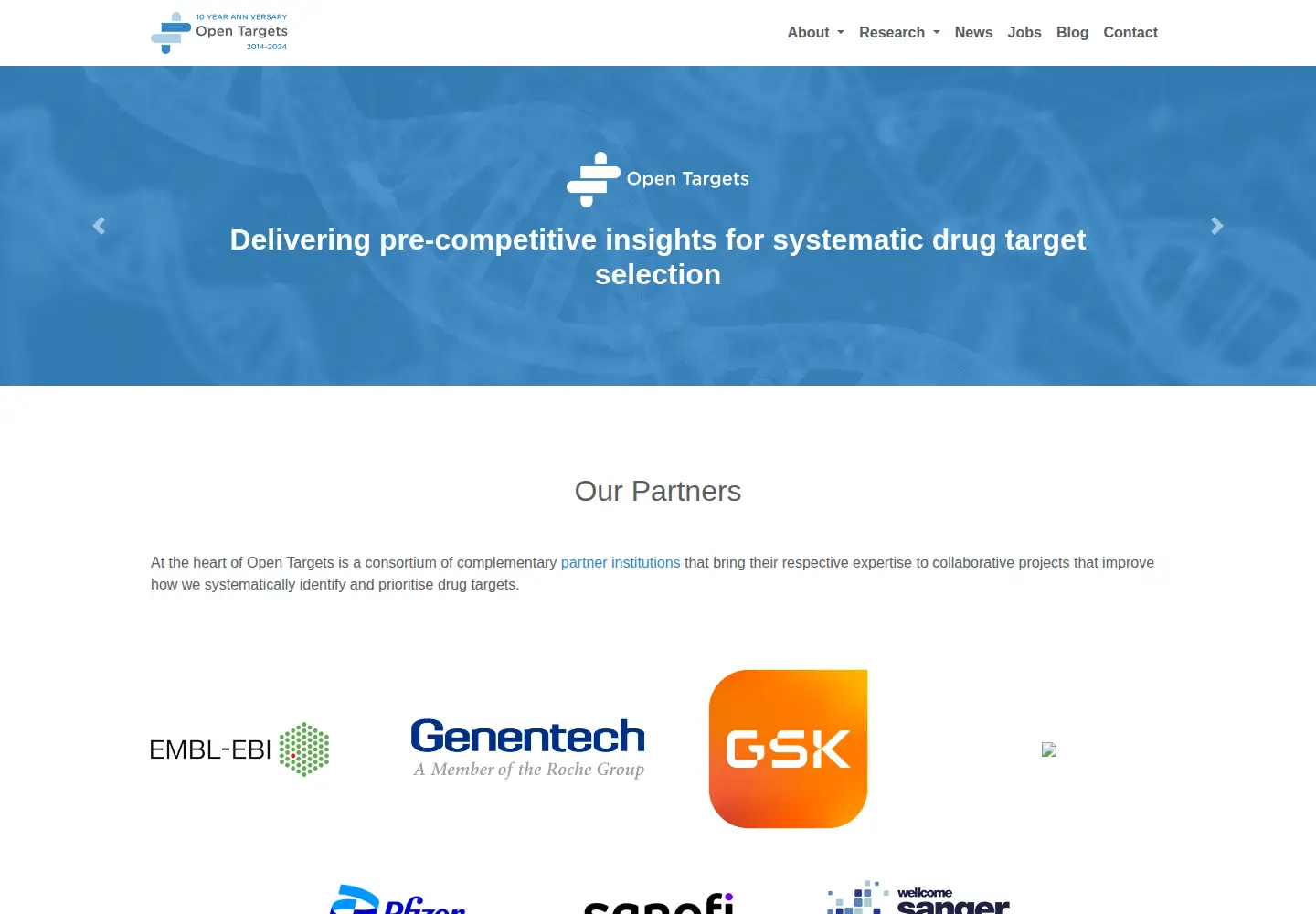 Screenshot of opentargets.org