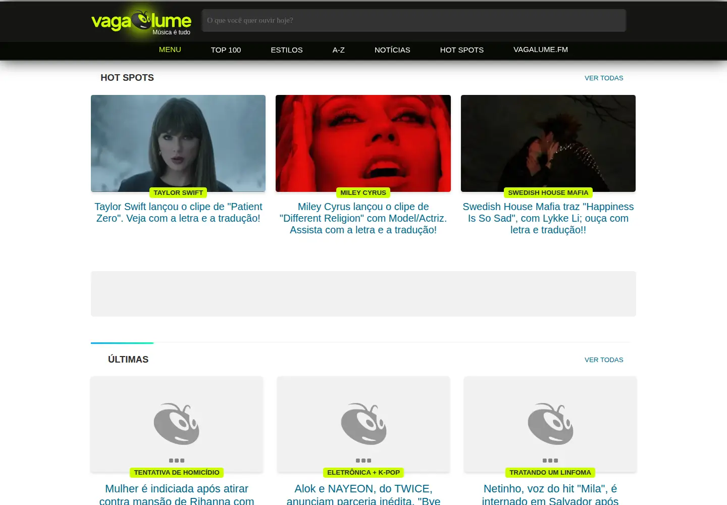 Screenshot of vagalume.com.br