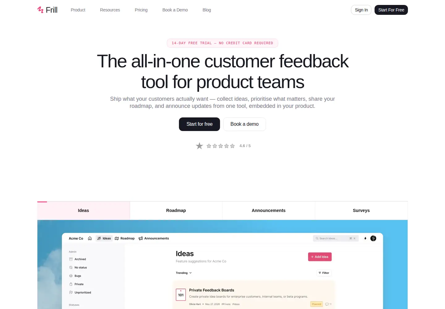 Screenshot of frill.co