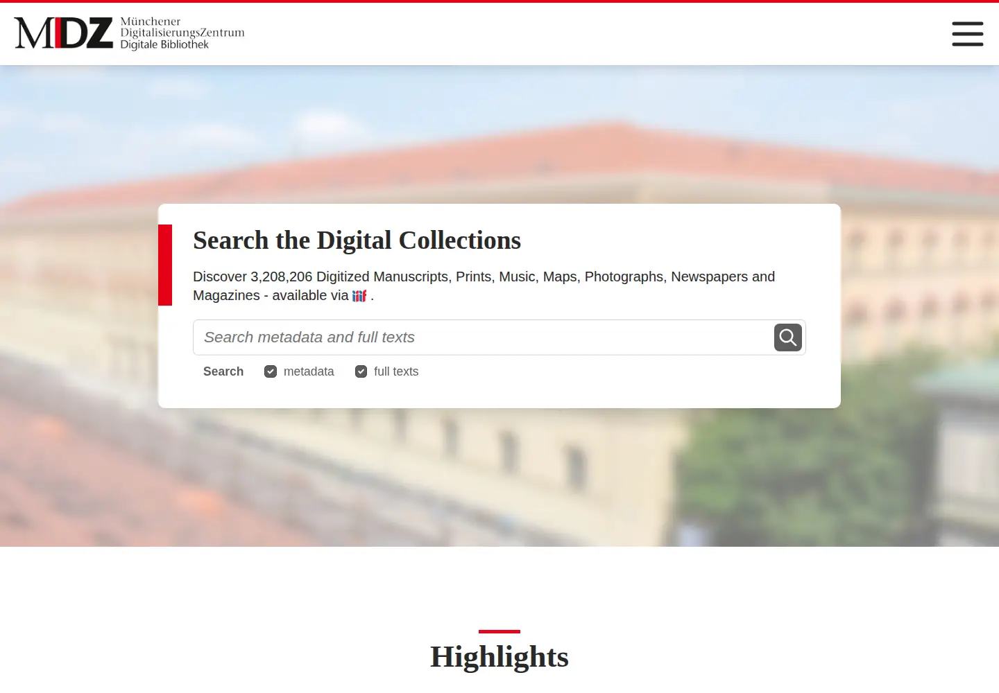 Screenshot of digitale-sammlungen.de