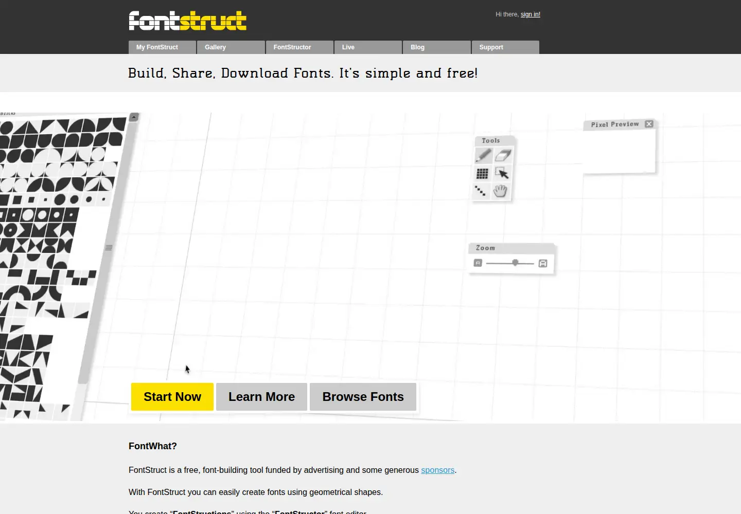 Screenshot of fontstruct.com