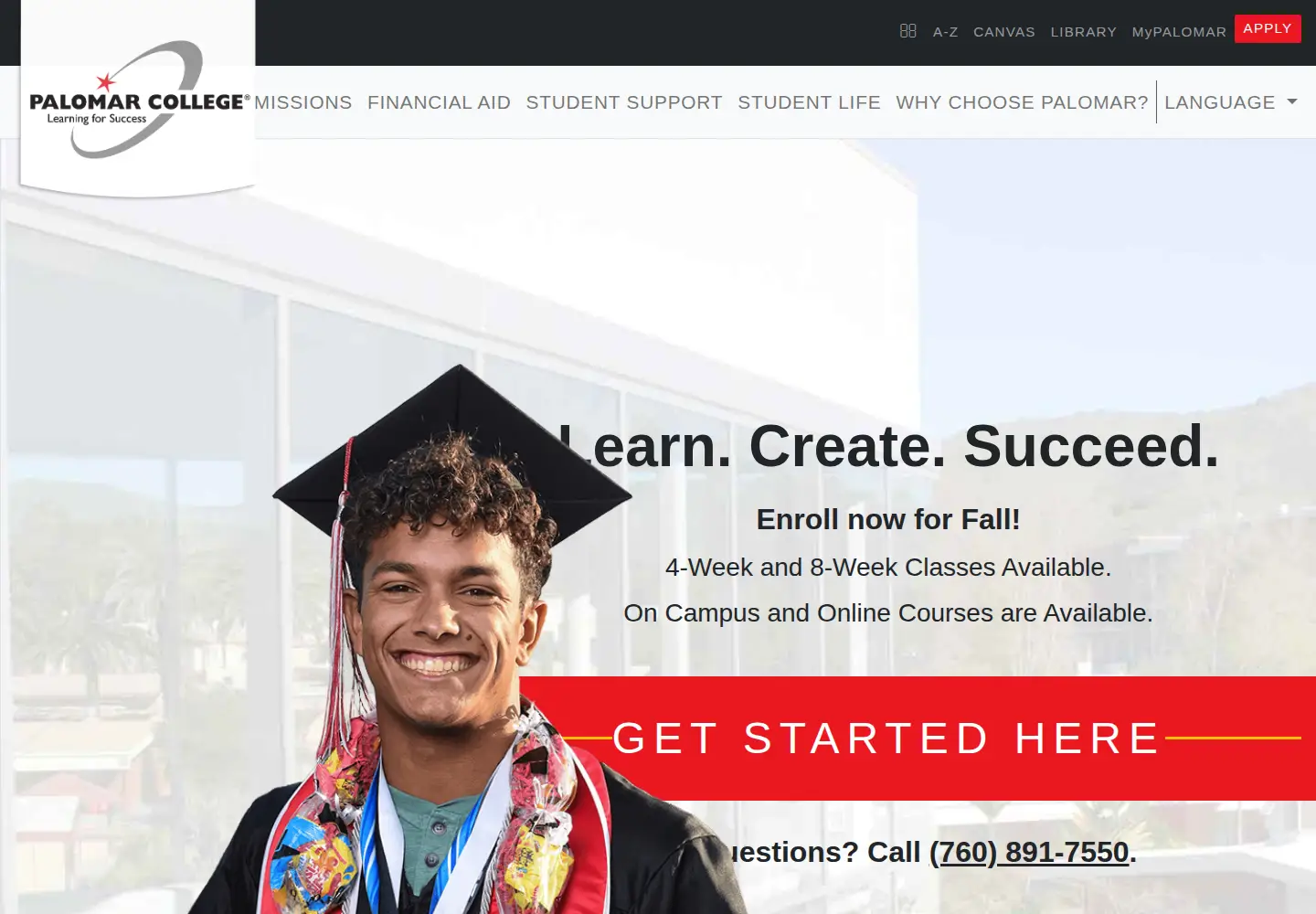 Screenshot of palomar.edu