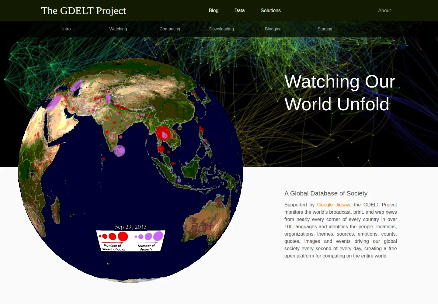 Screenshot of gdeltproject.org