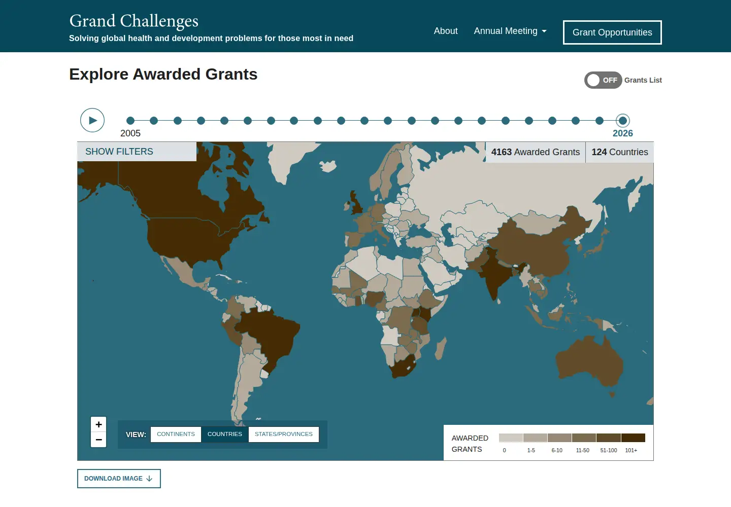 Screenshot of grandchallenges.org